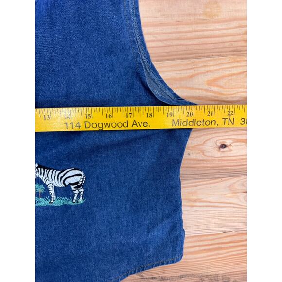 Vintage Vest Large 80s Sun Belt Safari Denim Jean Embroidered | Made In USA - Picture 7 of 10